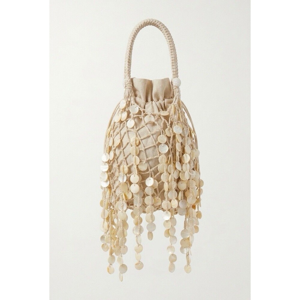 NWT Zara Pearlescent Appliqué Seashell Bucket Bag - Limited Edition Boho Clutch